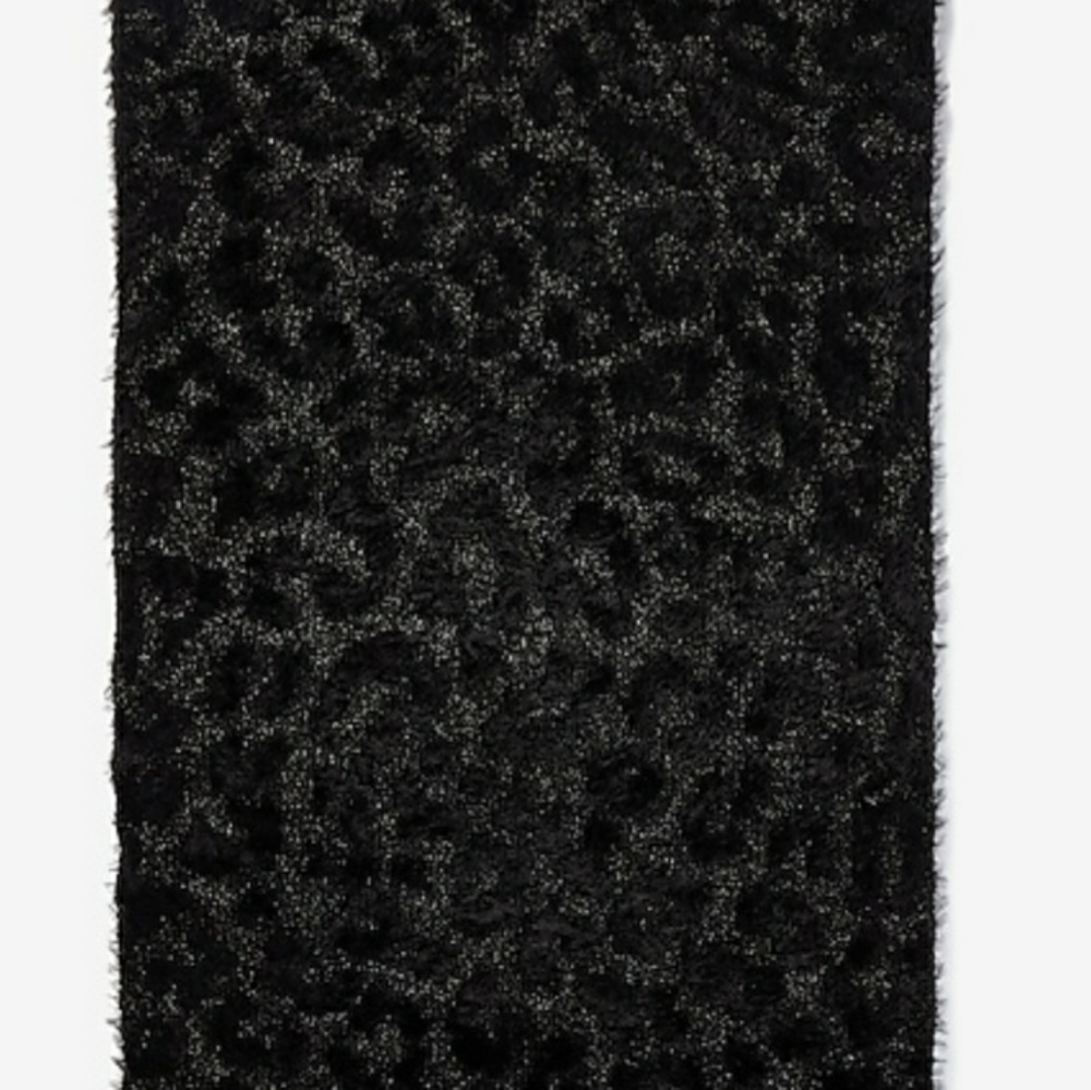 Express Fuzzy Faux Fur Leopard Oblong Scarf & Beanie Set